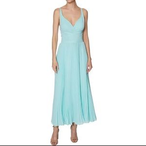 NWT Laundry by Shelli Segal Mint Tea Length Pleated Dress with Crisscross Back